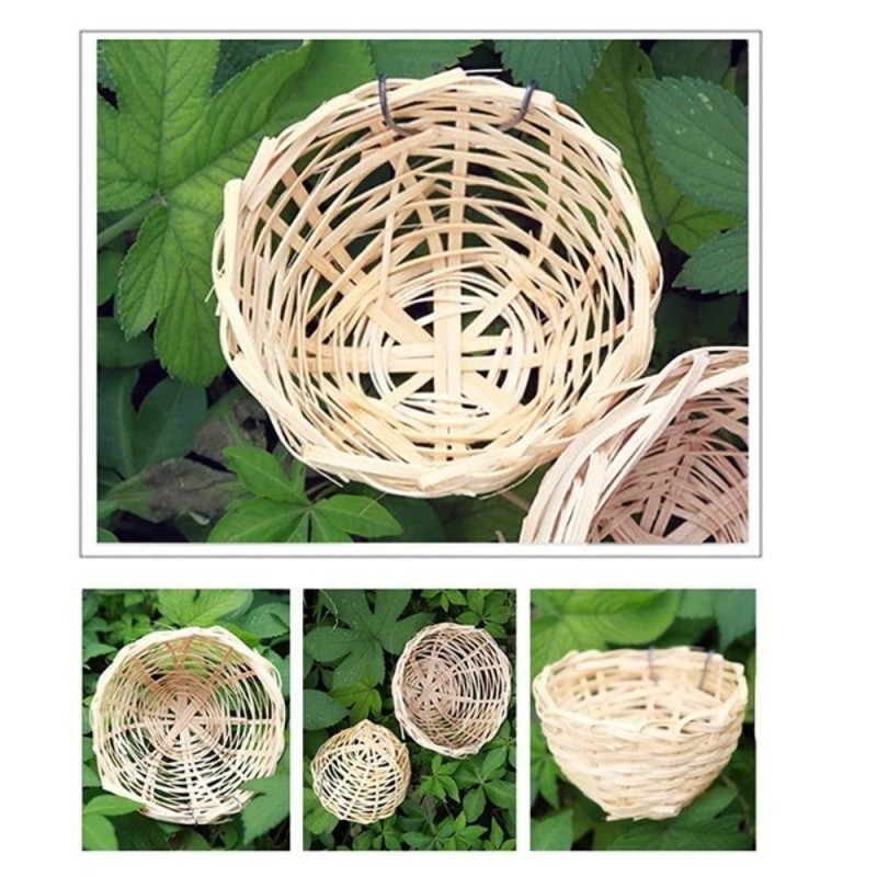 2 Stücke Handgemachte Vogelhaus Natur Handwerk Kleine Bambus Papagei Käfig Hängen Sittich Haus Garten Dekoration