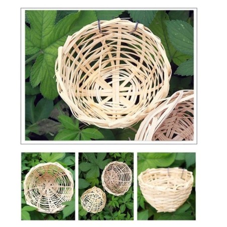2 Stücke Handgemachte Vogelhaus Natur Handwerk Kleine Bambus Papagei Käfig Hängen Sittich Haus Garten Dekoration