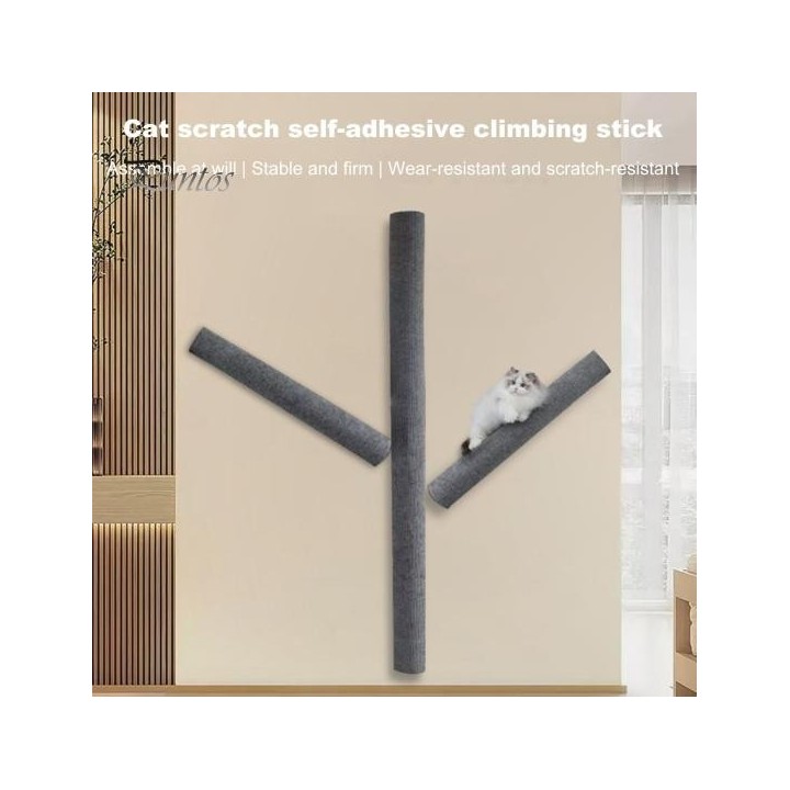 Katzenkratzbaum zur Wandmontage, selbstklebender Katzenkratzstock, Katzenklettergerüst, Haustierkratzbaum, Möbelschutz S khak