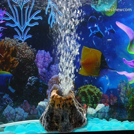 Bestnewcom Vulkanform Aquarium Dekor Sauerstoffpumpe Luftblase Stein Spielzeug Aquarium 7x7x5cm