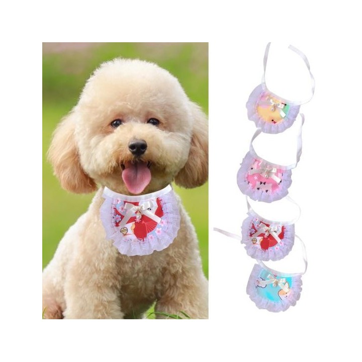 Hund Speichel Schal Cartoon Muster Spitze Rim Baumwolle Haustier Lätzchen Hund Speichel