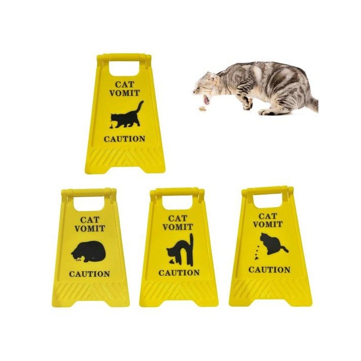 Schild mit der Aufschrift „Katzen-Erbrechen“, 10,2 cm, schwarze Silhouette mit Katzen-Erbrechen, Warnschild, Katzen-Erbrechen
