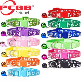 Peichong 1.0 Haustierhalsband mit Pfotenabdruck und Glöckchen – verstellbar, stylisch und beliebt Black 2001-8 schwarz