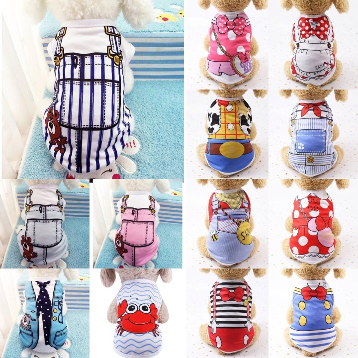 Haustier Hund Welpen Kleidung Fake Strap Weste Shirt Hund Baumwolle Kleidung Frühling Sommer Welpen Kleidung T-shirt L schwar