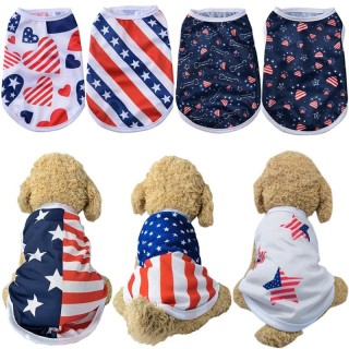 Summer Pet Clothes For Small Dogs Cats Breathable Dog Vest Costume Independence Day Puppy T-shirt Chihuahua French Bulldog Pa