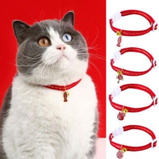 Katzenhalsband, Glockenanhänger, verstellbar, chinesisches süßes Zubehör, Haustierhalsband, Neujahr, mit Anhänger, Katzenzube