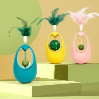 Haustier Tumbler Katzenspielzeug Feder Katzenstab Katze Selbstvergnügen Relief Katzenball Mint Ball 7*7*21cm