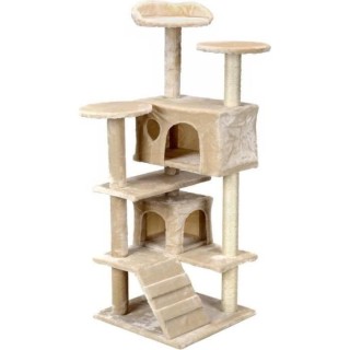 Griffoir arbre à chat XXL 131 x 58 x 50 cm beige