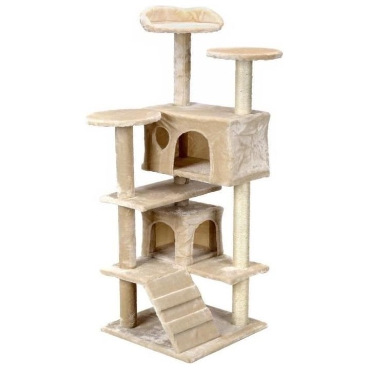 Griffoir arbre à chat XXL 131 x 58 x 50 cm beige