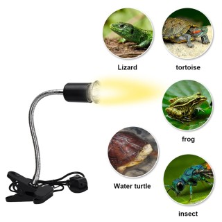 75 W Reptilien-Wärmelampe, Schildkröten-Wärmelampe, Sonnenlampe, Heizung, verstellbar mit Clip für Reptilien US 75W weiß