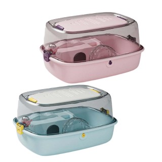 Tragbarer Hamsterkäfig, Hamsterhabitat mit Wasserflasche, zu öffnendes Oberhaus für Mäuse, Rennmäuse, Ratten, Meerschweinchen