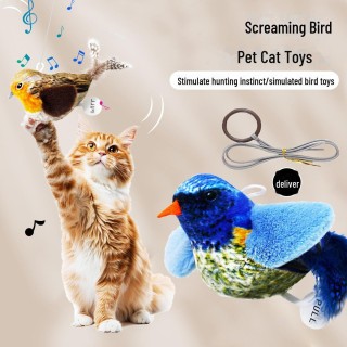 Katzenminzenspielzeug mit Vogelgeräuschen für Katzen: Interaktiver Stab gegen Langeweile. Type B rot