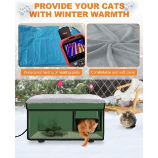 with Cat Heating Pad Heated Cat House for Outside Waterproof and Insulated Cat Bed  Kitty Shelter S dunkelgrau