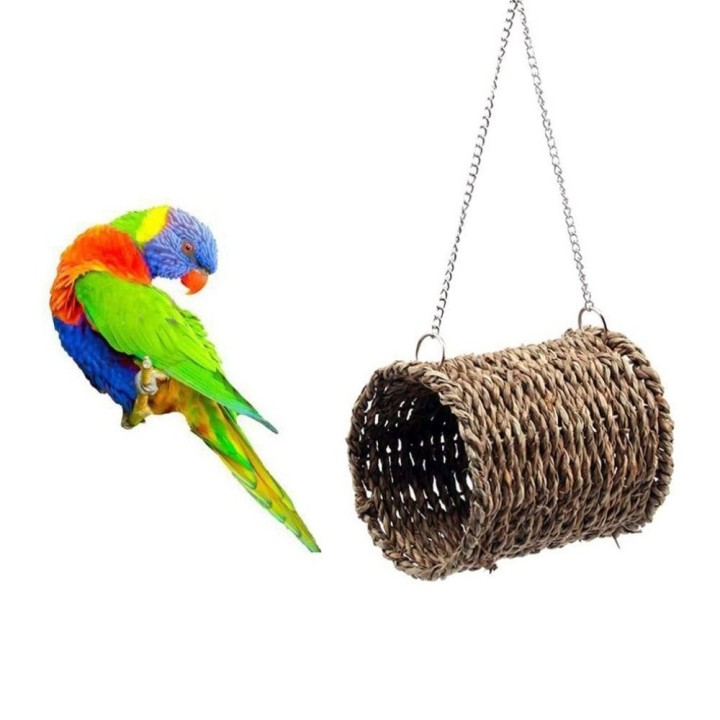 Vogelnest Vogelkäfig Naturgras Eierkäfig Vogelhaus Outdoor Dekoratives gewebtes Hängendes Papageiennest Haustier Schlafzimmer