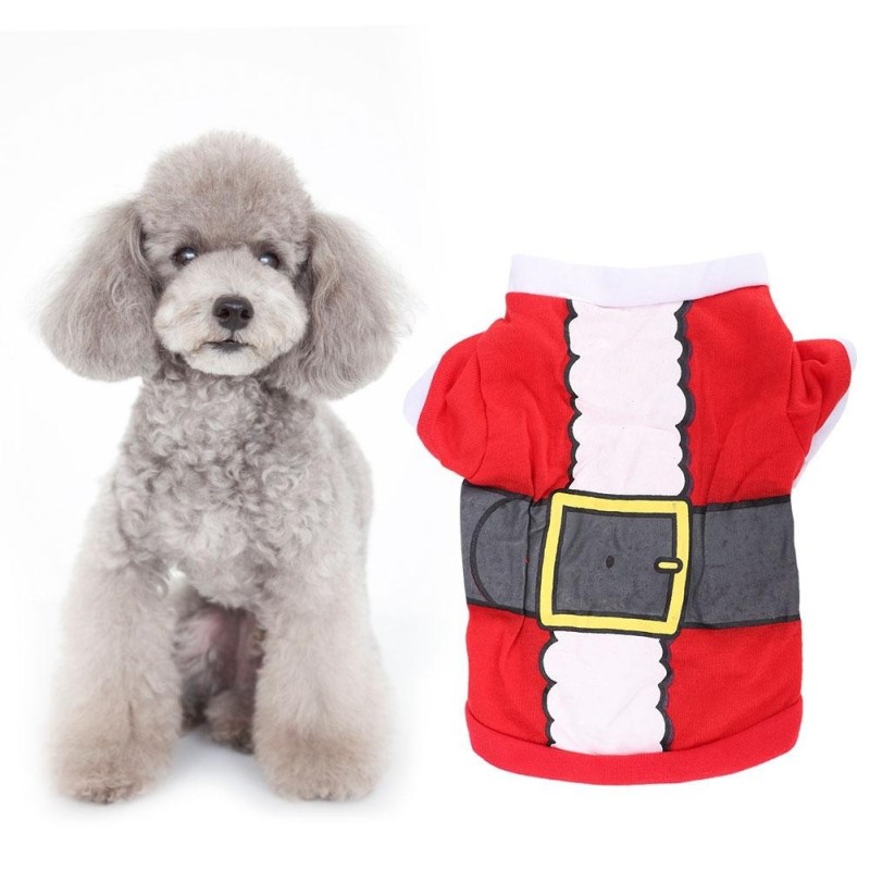 Polyester Santa Weihnachtsmann Muster weiche bequeme Haustier Kleidung Festival Kleidung Bekleidung Supp XS