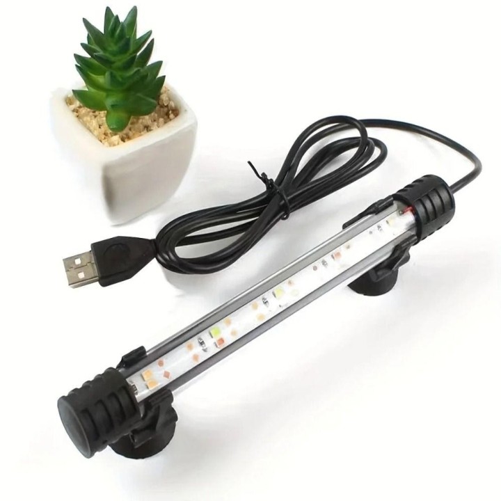Wasserdichte USB-Aquarium-Licht-helle Glasröhrenbeleuchtung Tauchlampe Pflanzenwachstumslampe 17cm weiß/blau