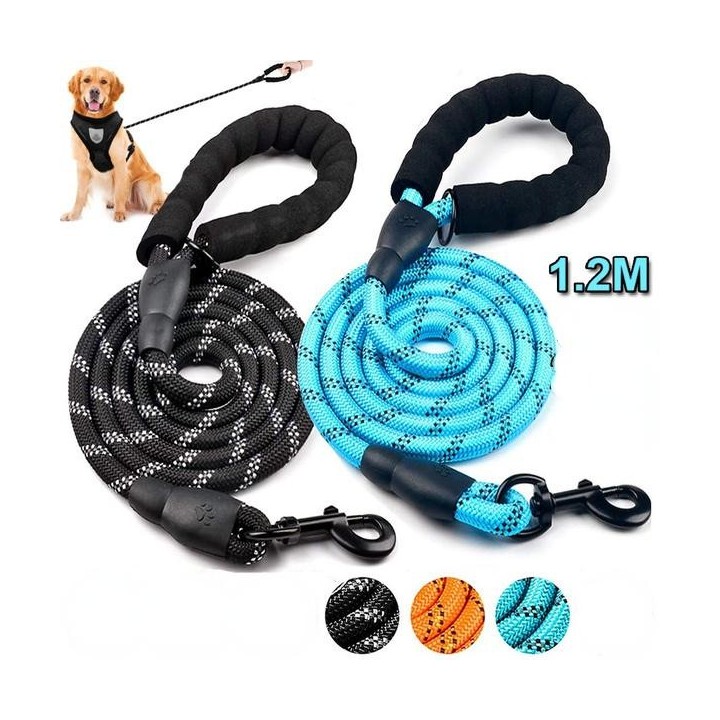 1PC 1,2 m Langlebige Super Lange Nylon Reflektierende Hundeleine Haustier Laufen Tracking Nylon Hund Kette Hund Seil blau