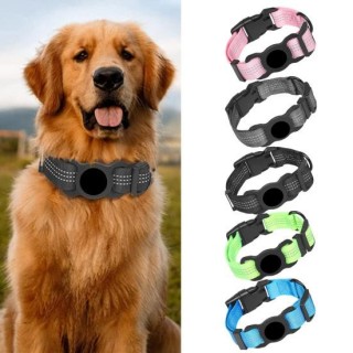Reflektierendes Ortungshalsband für Katzen und Hunde mit AirTag-Halter, langlebiges, verstellbares, sicheres Halsband für Hau