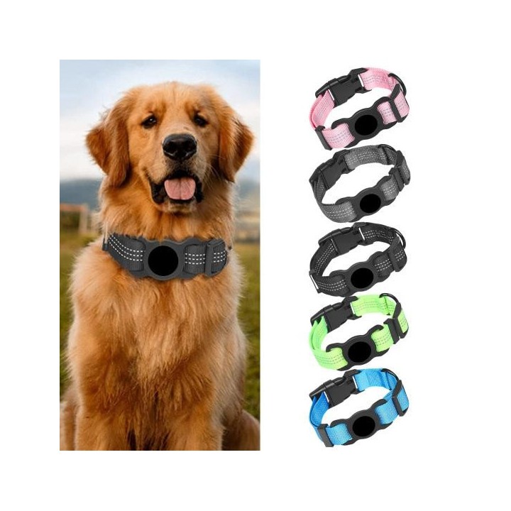 Reflektierendes Ortungshalsband für Katzen und Hunde mit AirTag-Halter, langlebiges, verstellbares, sicheres Halsband für Hau