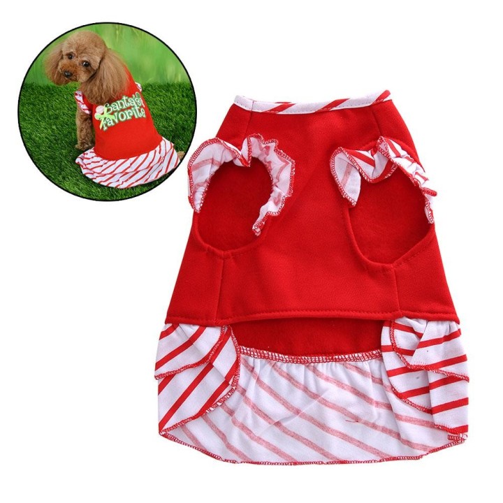 Haustier Hund Katze Polyester Kleidung Weiche Weihnachten Kleid Kostüm für Urlaub Party XS