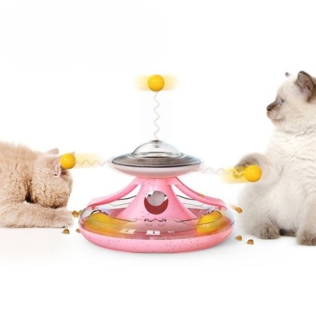 Kätzchen-Tumbler-Trackbälle, Katzen-Karussell-förmiger Drehteller, auslaufendes Futterspielzeug, Intelligenzsteigerndes Katze