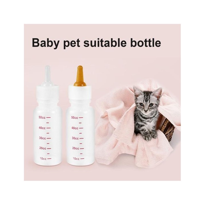 50/120 ml Haustier Kätzchen Katze Milchflasche Silikon Nippel Kleintierfütterung 120ml weiß