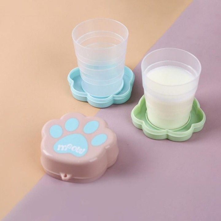 Einziehbarer Plastik-Klappbecher in Katzenkrallenform, tragbarer Wasserbecher, Reise-Outdoor-Geschirr ADM blau