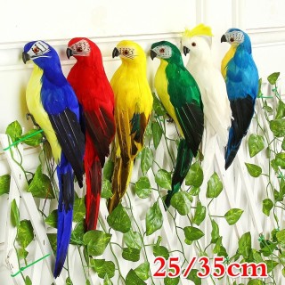 25/35 cm Handgemachte Simulation Papagei Kreative Feder Rasen Figur Ornament Tier Vogel Garten Vogel P 25 cm rot
