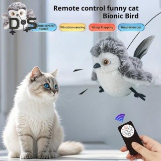 Katzenspielzeug mit flatterndem Vogel, wiederaufladbarer, interaktiver Plüschvogel mit Fernbedienung, automatisch flatterndes
