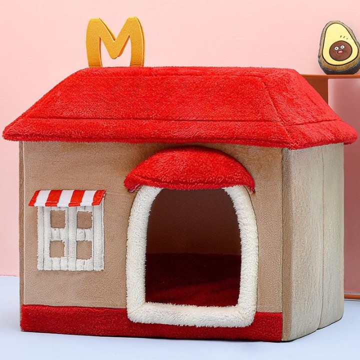 Hundehütte, um im Winter warm und sicher zu bleiben. Abnehmbare und waschbare geschlossene kleine Hundehütte, Katzenvilla, He