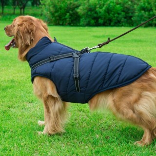 Große Haustier-Hundejacke mit Geschirr, Winter, weiche warme Hundekleidung, Labrador, französische Bulldogge, wasserdichter M