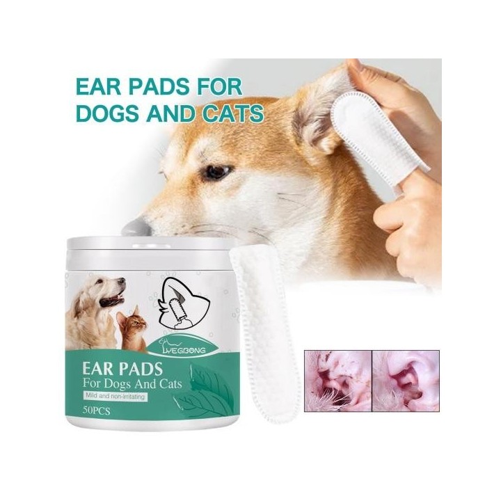 50 Stück Ohrreinigungspads für Haustiere, sanft, effektiv, Ohrenschmalz entfernen, verbessern Sie das Gehör, Pflege, Ohrreini