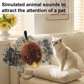 Interaktives Katzenspielzeug mit zwitschernden Vögeln, Simulation von Plüschvögeln mit Fernbedienung, wiederaufladbares, berü