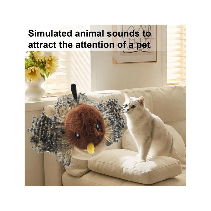 Interaktives Katzenspielzeug mit zwitschernden Vögeln, Simulation von Plüschvögeln mit Fernbedienung, wiederaufladbares, berü