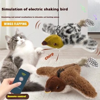 Katzenspielzeug Elektrischer Simulationsvogel Wiederaufladbare Katze Selbstaufrichtende Stimme Schüttelnder Vogel Plüsch Haus