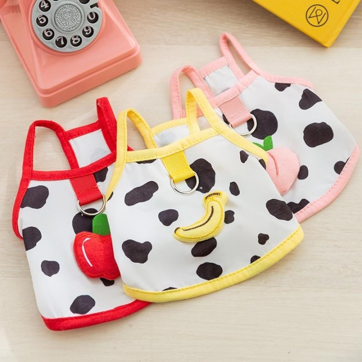 Niedliche Hundekleidung mit 3D-Fruchtmotiv für Frühling und Sommer, Teddybären zum Schleppen, kleine Hunde, Kleidung für zwei