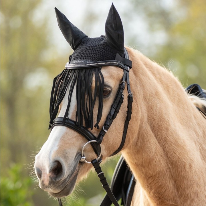 Waldhausen Fliegenohren mit Fransen - schwarz