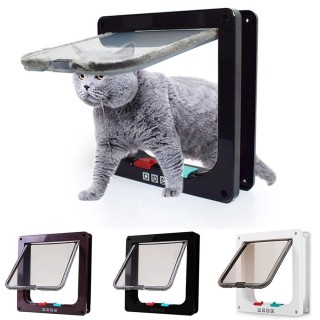 3 Größen Kleines Haustiertor ABS 4-Wege-Sicherheitsschloss Kätzchen Welpen Hund Katze Klappentür M braun