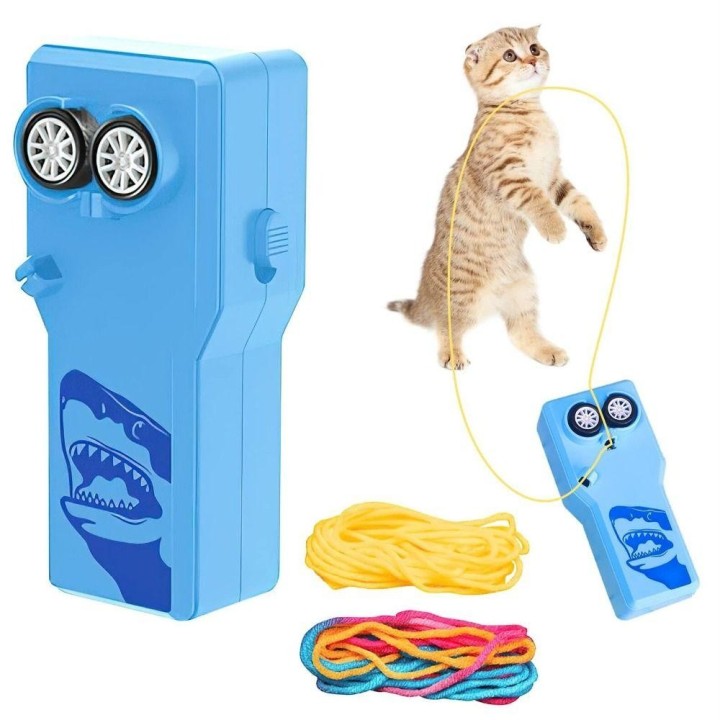 Blau Weiß 11.5*5*4cm Seil Launcher Propeller Katze Seil Launcher Handheld Elektrische Haustier Spielzeug blau