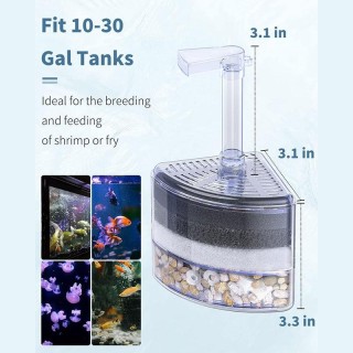 Pneumatischer Mehrschichtfilter für Aquarien, Eckschwammfilter, leiser Bioschaumfilter für Garnelen und kleine Fische 8*10cm