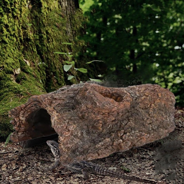 Reptilienversteck aus Kunstharz, Höhle für Reptilien, die Höhlen meiden, Simulation von Baumrinde, Lebensraum für Aquarien, L
