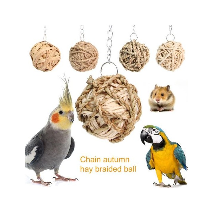 Enges, bissfestes Kauspielzeug aus natürlichen Materialien mit Haken für Papageien, Kaninchen und Hamster A