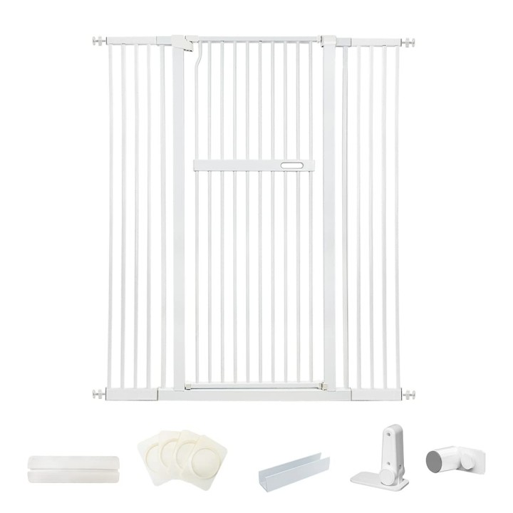 RAKU Zaunabstand Haustierhöhe 140 cm hoch Einbaubreite Doppelte Tür ohne Bohren automatisch vorne und hinten 90 Grad Ausbruch