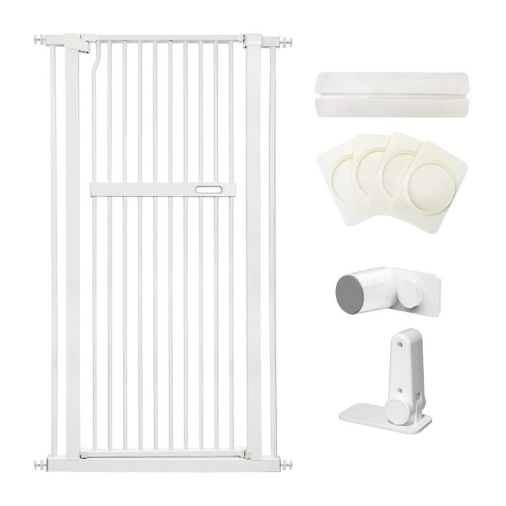 RAKU Zaunabstand Haustierhöhe 140 cm hoch Einbaubreite Doppelte Tür ohne Bohren automatisch vorne und hinten 90 Grad Ausbruch