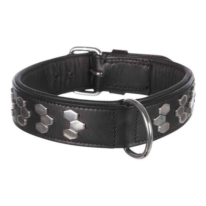 TRIXIE Active Halsband - Stylisches Design - Leder - Größe L - 45–55 cm - Schwarz