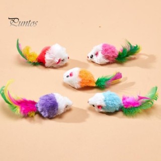 3/5/12 Stück Katzenmaus-Spielzeug, Kunstfell-Katzenmaus-Spielzeug mit Federschwanz, interaktive pelzige Mini-Maus mit Rasselg