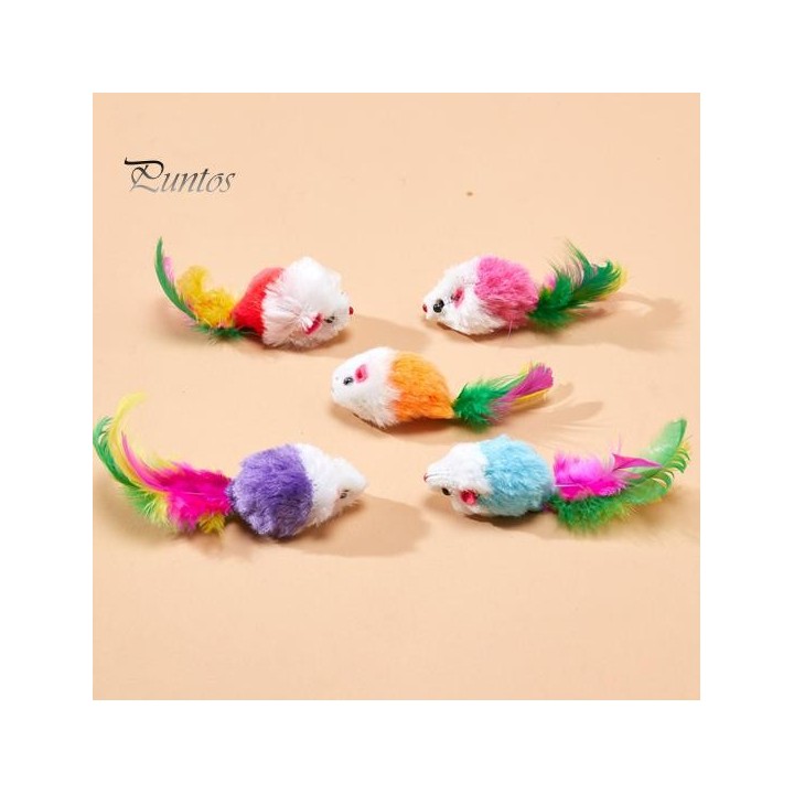 3/5/12 Stück Katzenmaus-Spielzeug, Kunstfell-Katzenmaus-Spielzeug mit Federschwanz, interaktive pelzige Mini-Maus mit Rasselg