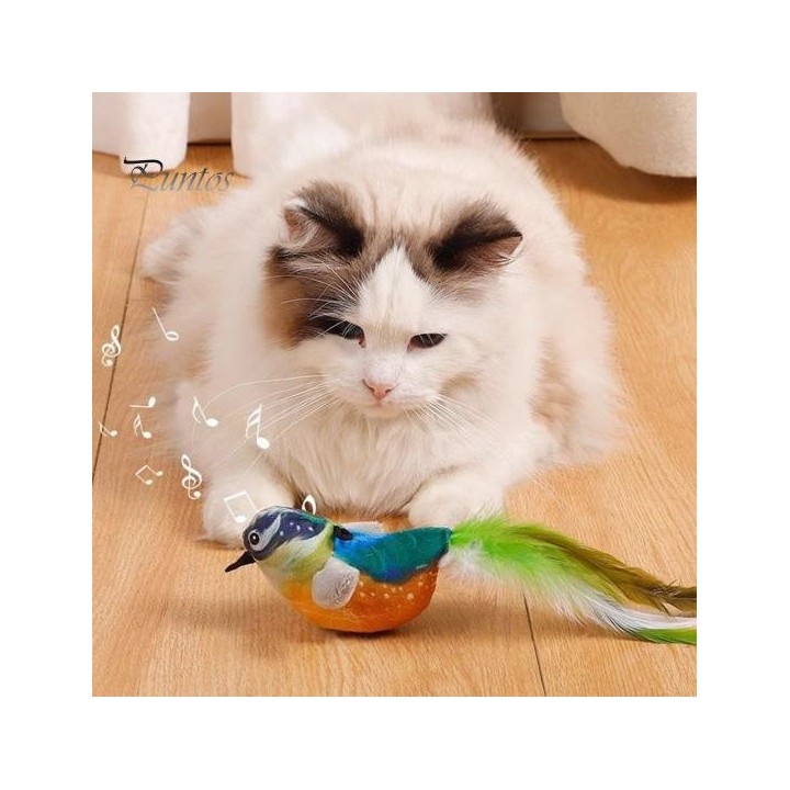Zwitschernder Vogel, Katzenspielzeug, interaktive Simulation, elektrischer Vogel, berührungsaktivierter Plüschvogel, Katzensp