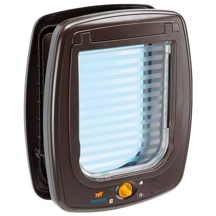 FERPLAST Katzen-Schwingtür aus Kunststoff - 26,2 x 10,2 x 31,2 cm - Braun - Für große Katzen und kleine Hunde