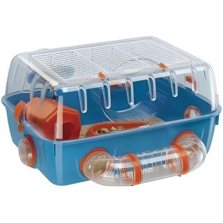 Verspielter Käfig für Hamster - FERPLAST - COMBI 1 - Kunststoff - Blau - 40,5x29,5x22,5cm